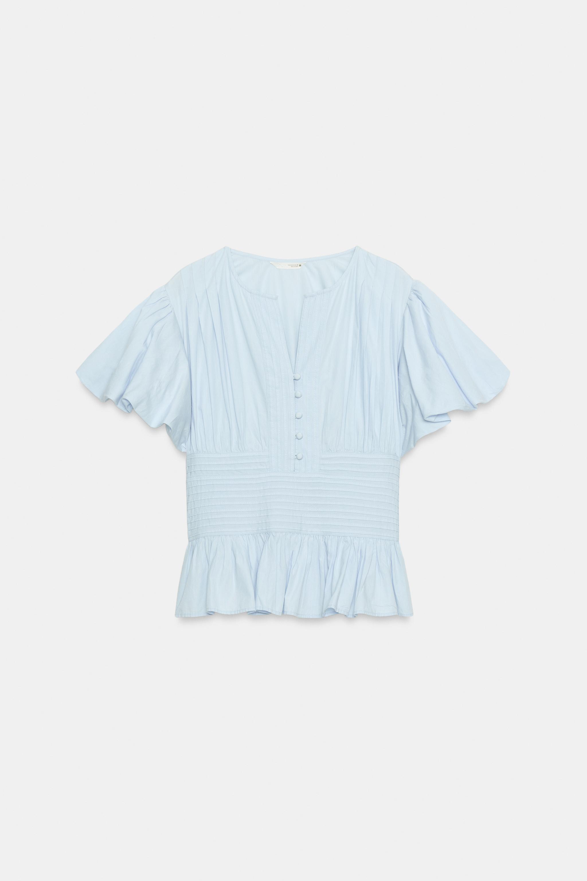 PUFF SLEEVE PINTUCK BLOUSE